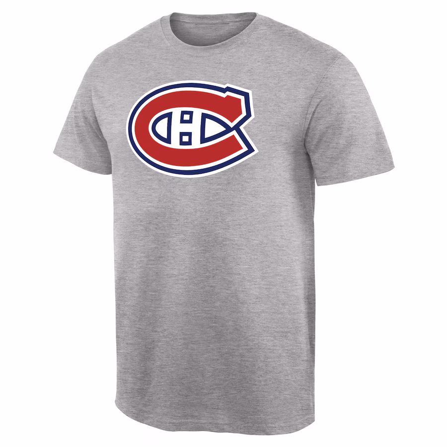 Men's Montreal Canadiens Ash Team Primary Logo T-Shirt - ujerseystore