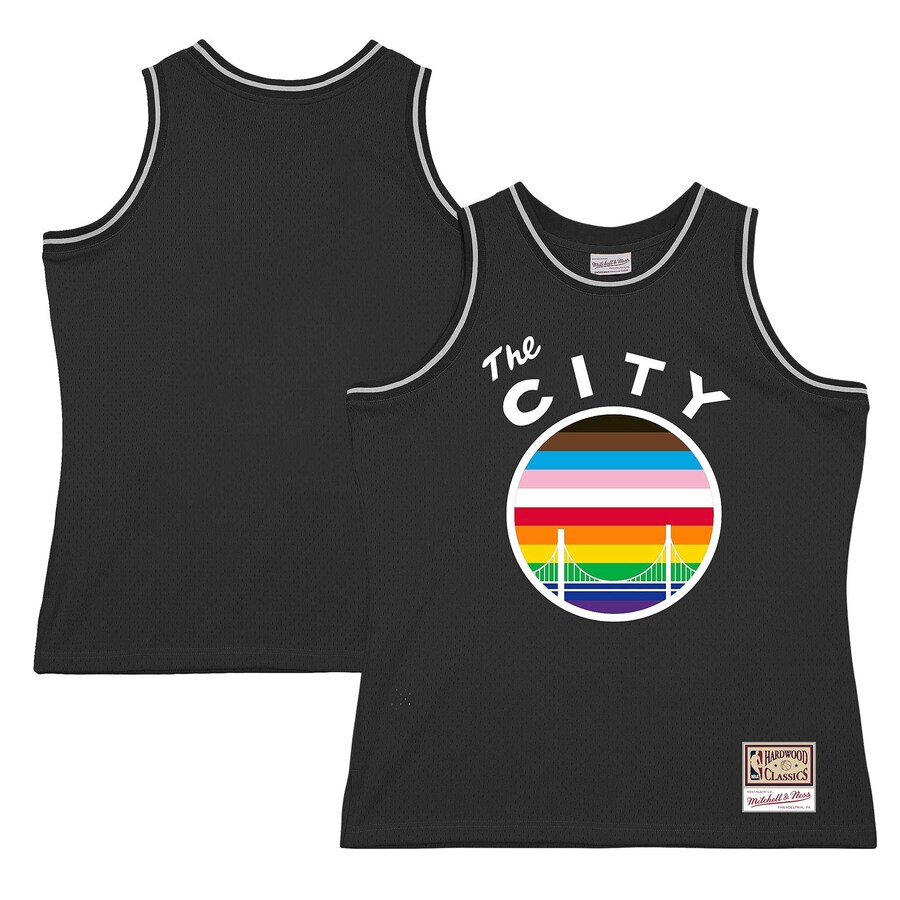Men's Golden State Warriors Mitchell & Ness Black Hardwood Classic Pride Jersey - ujerseystore