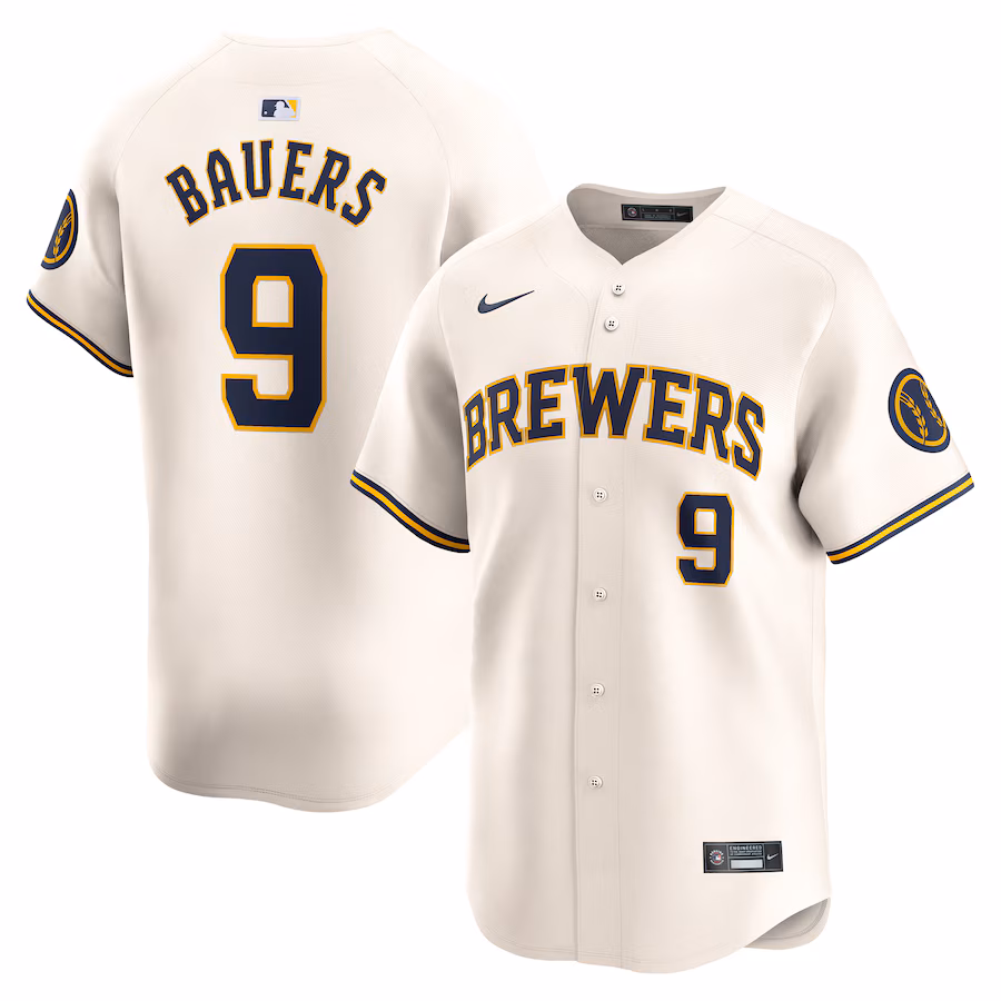 Men's Milwaukee Brewers Jake Bauers Nike Cream Home Limited Player Jersey - ujerseystore