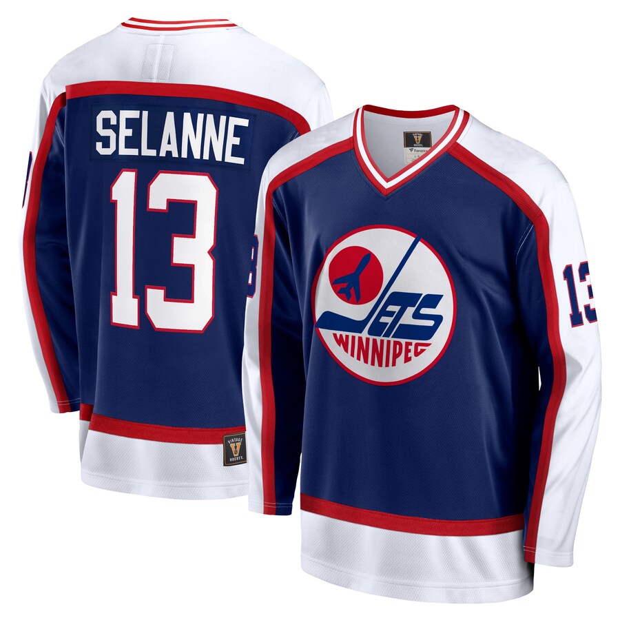 Men's Winnipeg Jets Teemu Selanne Fanatics Branded Navy Breakaway Retired Player Jersey - ujerseystore