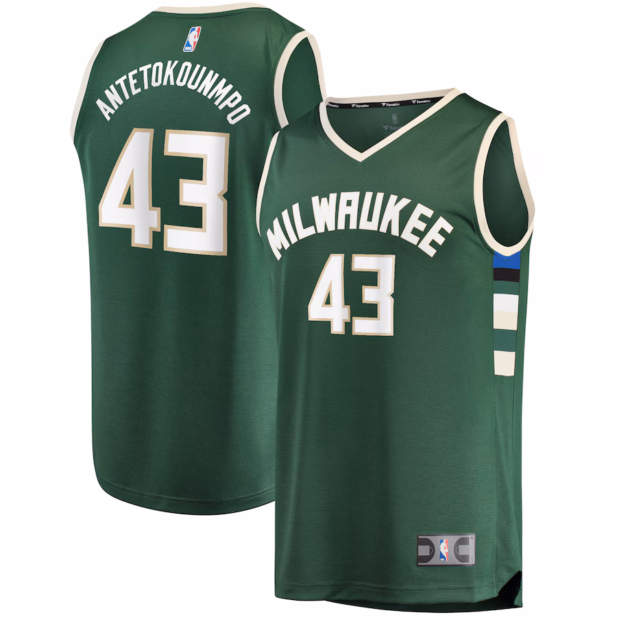 Men's Milwaukee Bucks Thanasis Antetokounmpo Fanatics Hunter Green Fast Break Replica Player Jersey - Icon Edition - ujerseystore
