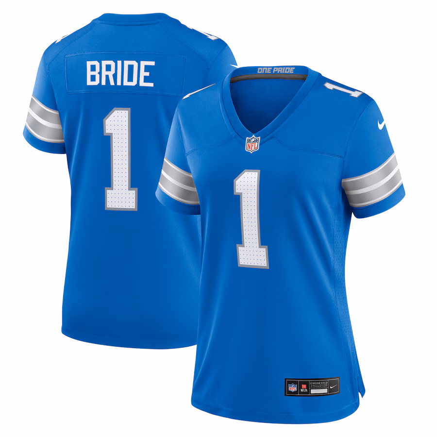 Women's Detroit Lions Number 1 Bride Nike Blue Game Jersey - ujerseystore