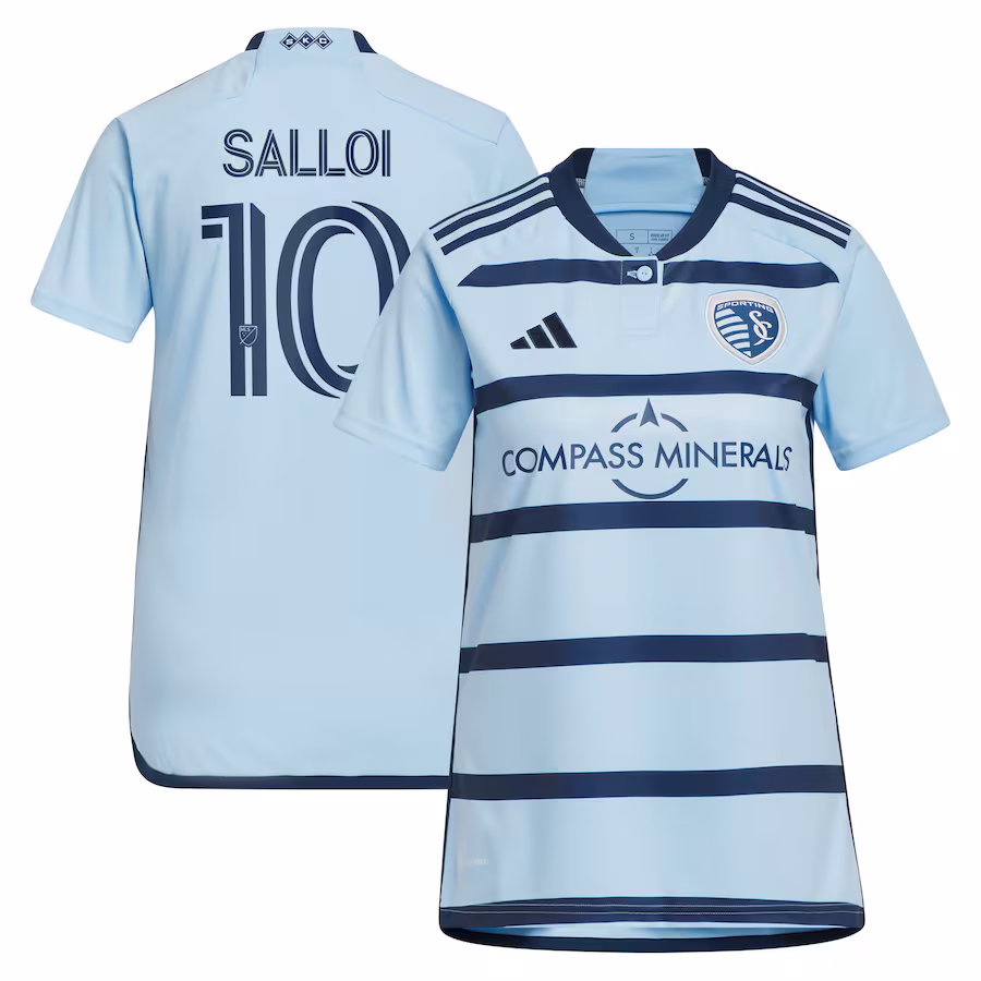 Women's Sporting Kansas City Daniel Salloi adidas Light Blue 2024 Hoops 4.0 Replica Player Jersey - ujerseystore