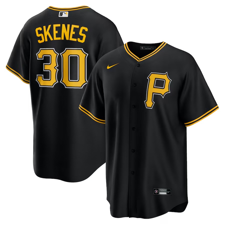 Men's Pittsburgh Pirates Paul Skenes Nike Black Alternate Replica Player Jersey - ujerseystore