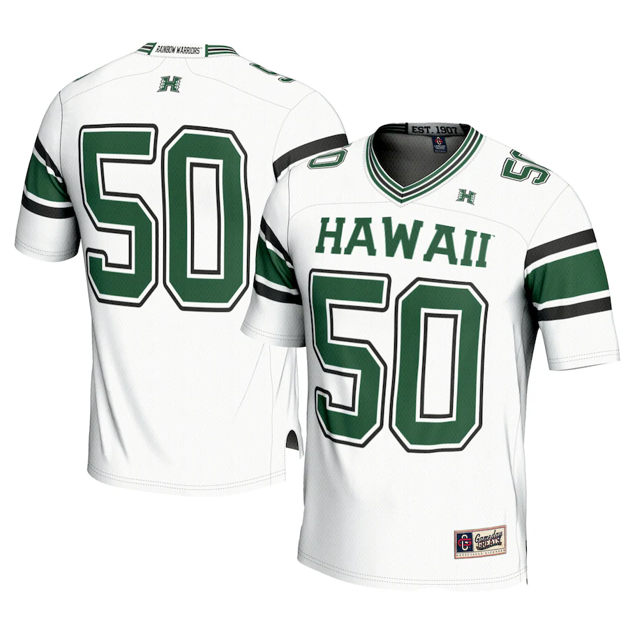 Men's GameDay Greats #1 White Hawaii Rainbow Warriors Football Jersey - ujerseystore