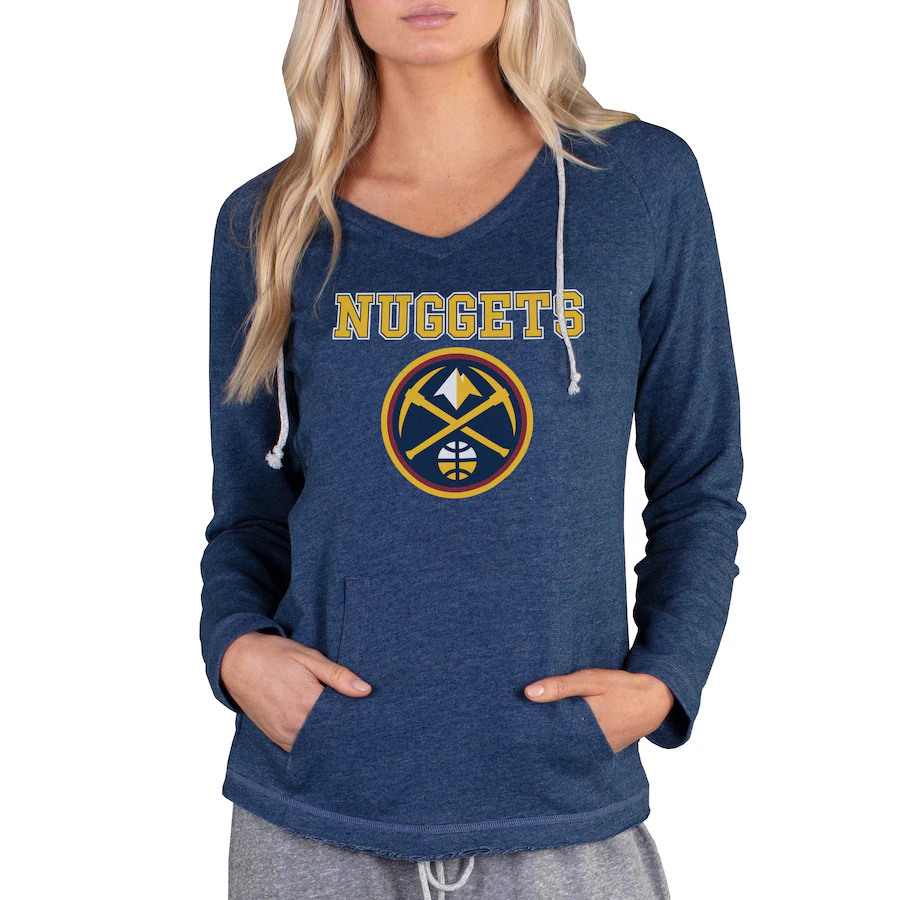 Women's Denver Nuggets Concepts Sport Navy Mainstream Terry Hooded Top - ujerseystore
