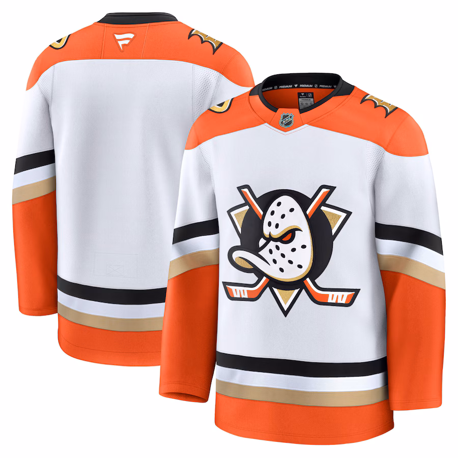Men's Anaheim Ducks Fanatics White Away Premium Jersey - ujerseystore