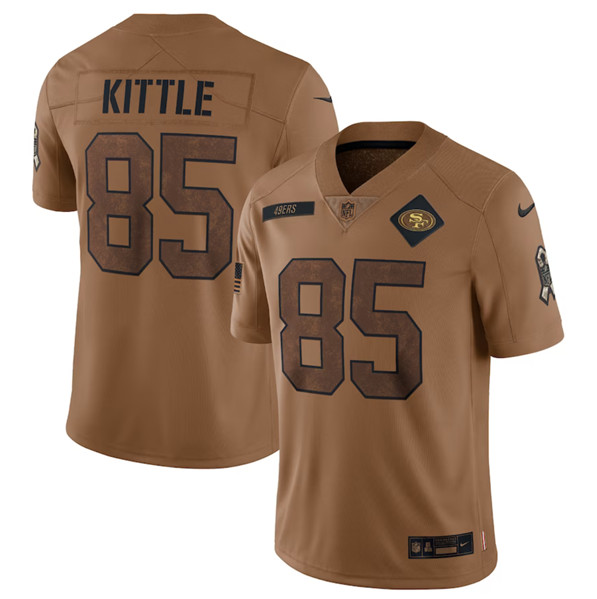 Men's San Francisco 49ers #85 George Kittle 2023 Brown Salute To Service Limited Football Stitched Jersey - ujerseystore