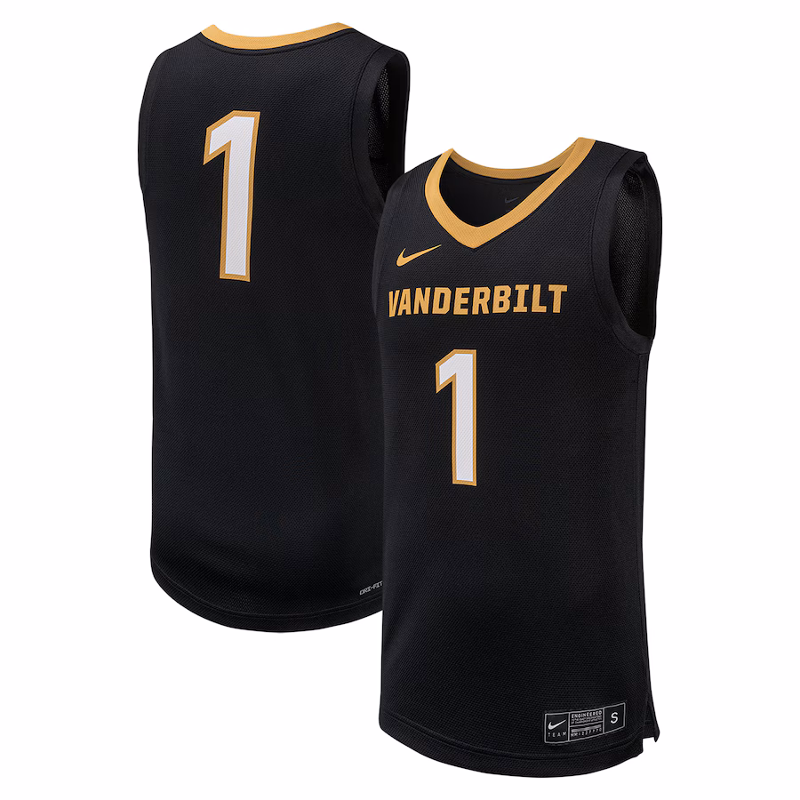 Men's Nike #1 Black Vanderbilt Commodores Replica Basketball Jersey - ujerseystore