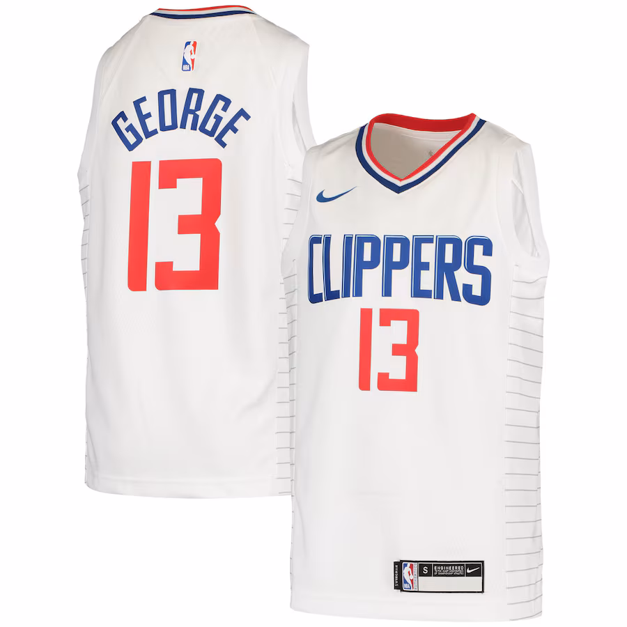 Youth LA Clippers Paul George Nike White 2020/21 Swingman Jersey - Association Edition - ujerseystore