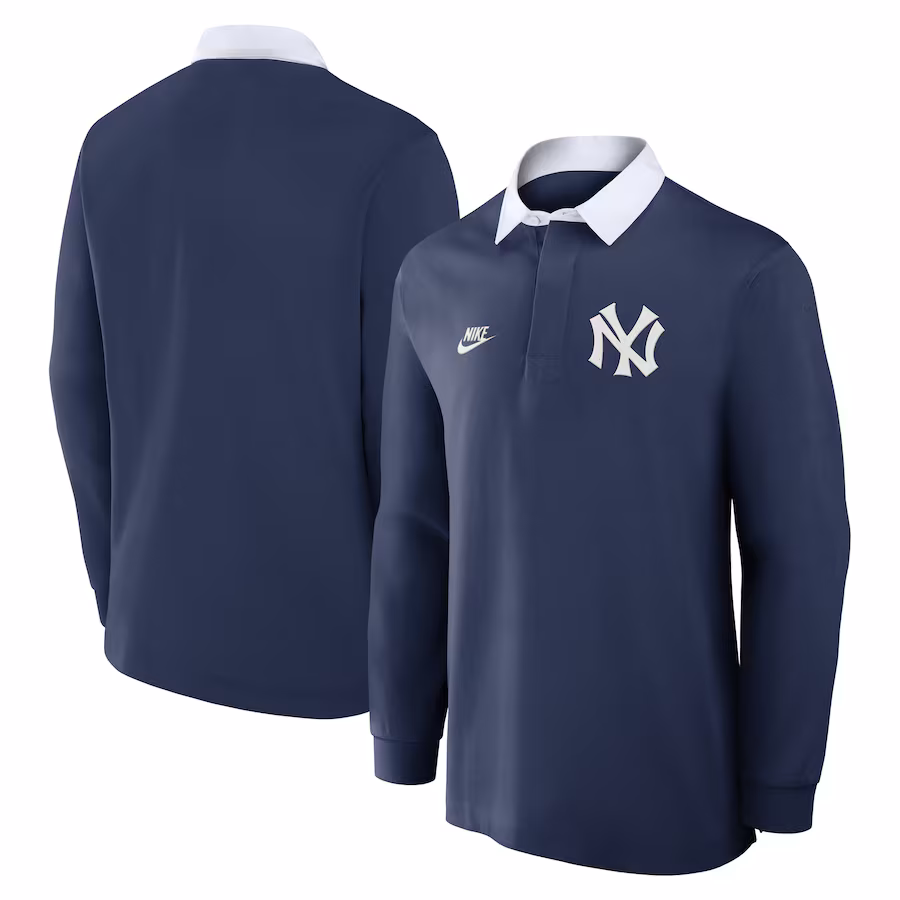 Men's New York Yankees Nike Navy Rugby Long Sleeve Top - ujerseystore
