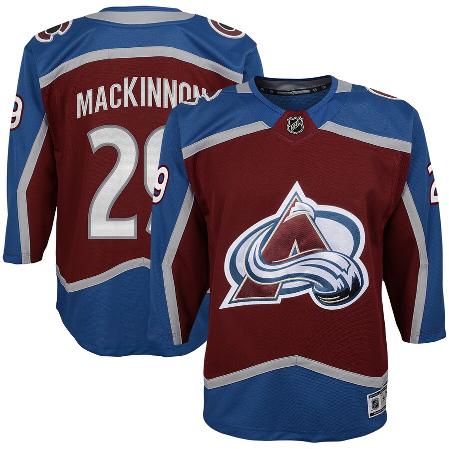 Youth Colorado Avalanche Nathan MacKinnon Burgundy Premier Player Jersey - ujerseystore