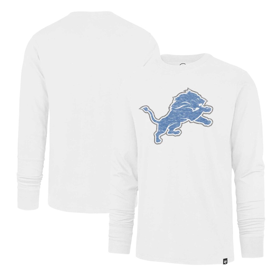 Men's Detroit Lions '47 White Premier Franklin Long Sleeve T-Shirt - ujerseystore