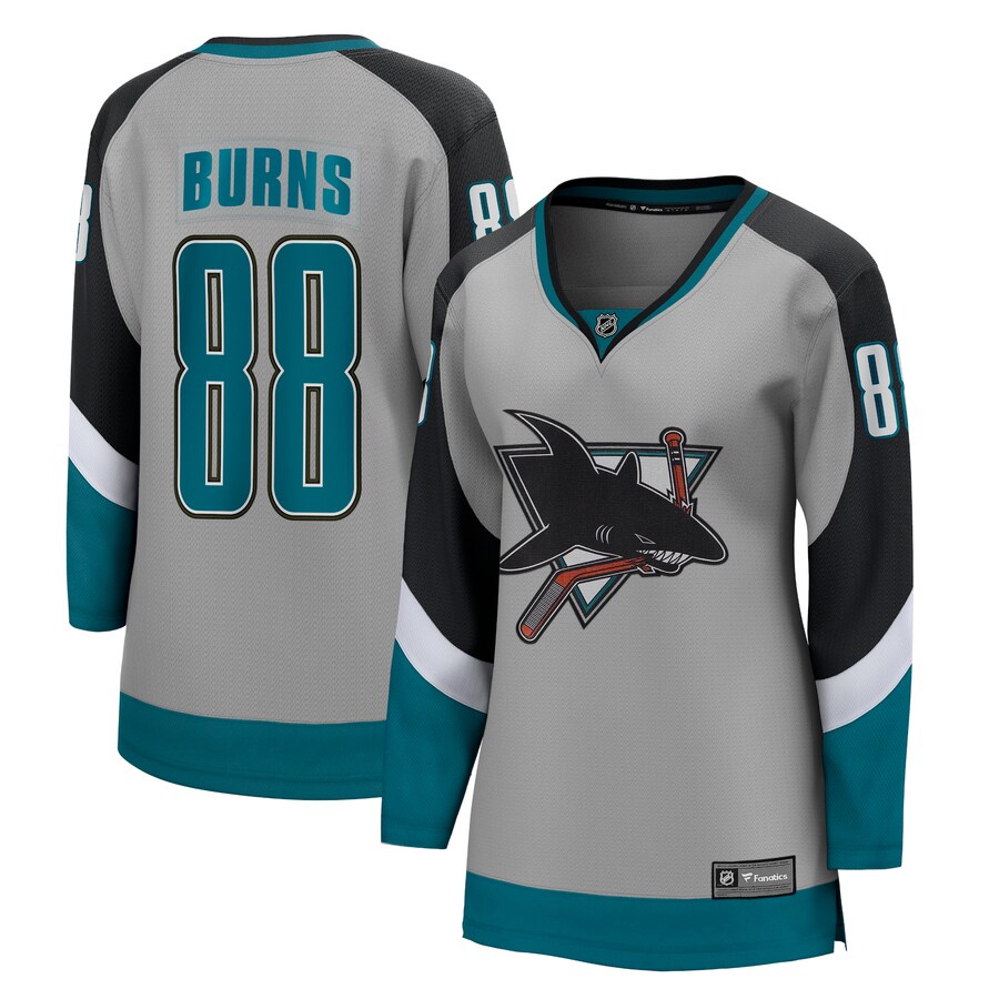 Women's San Jose Sharks Brent Burns Fanatics Branded Gray 2020/21 Special Edition Breakaway Player Jersey - ujerseystore