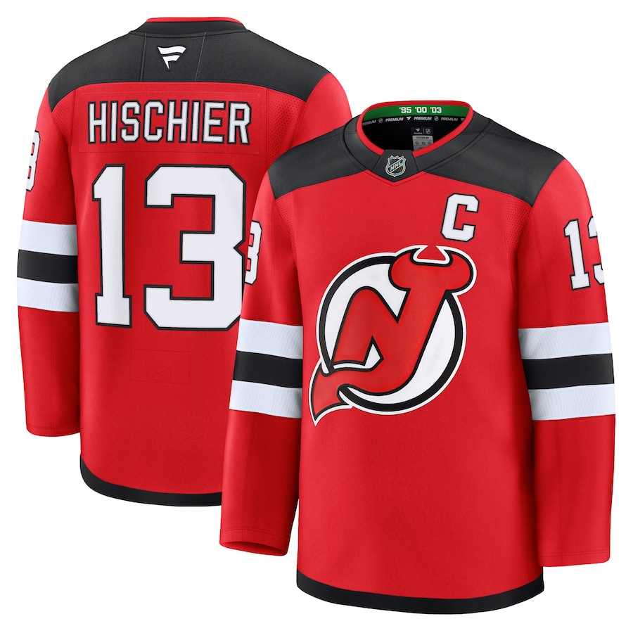 Men's New Jersey Devils Nico Hischier Fanatics Red Home Premium Jersey - ujerseystore