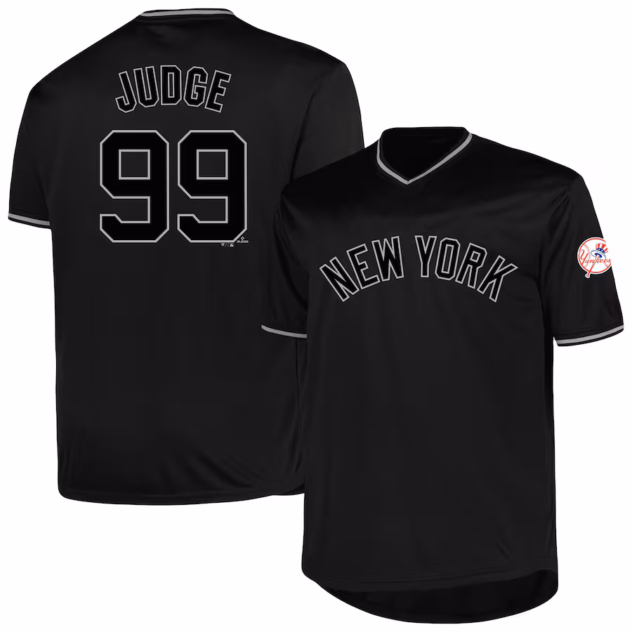 Men's New York Yankees Aaron Judge Profile Black Big & Tall Pop Fashion Player Jersey - ujerseystore
