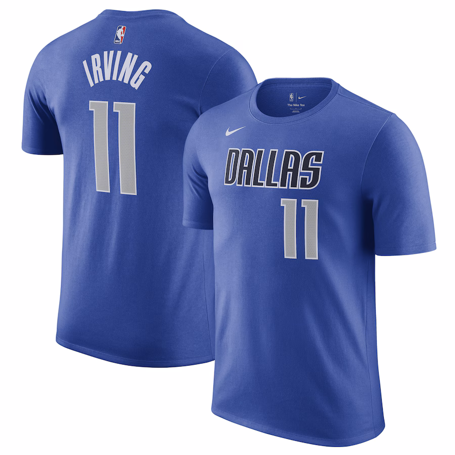 Men's Dallas Mavericks Kyrie Irving Nike Blue Icon Name & Number T-Shirt - ujerseystore