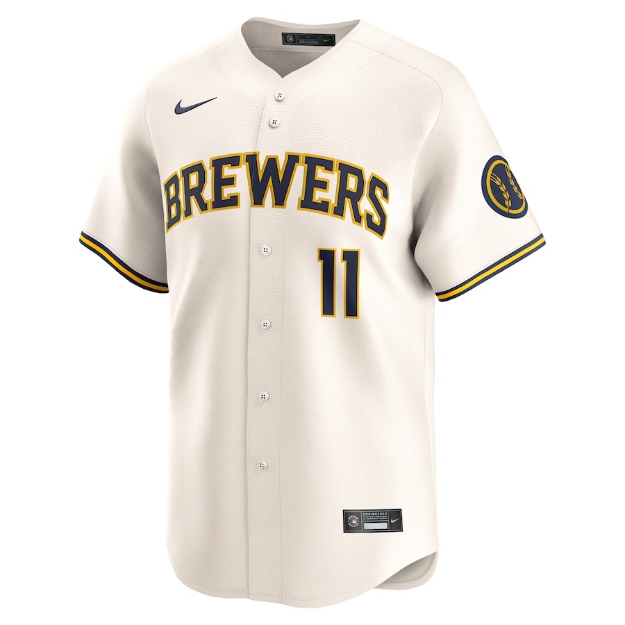 Men's Milwaukee Brewers Jackson Chourio Nike Cream Home Limited Player Jersey - ujerseystore