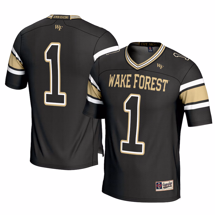 Youth GameDay Greats #1 Black Wake Forest Demon Deacons Football Jersey - ujerseystore