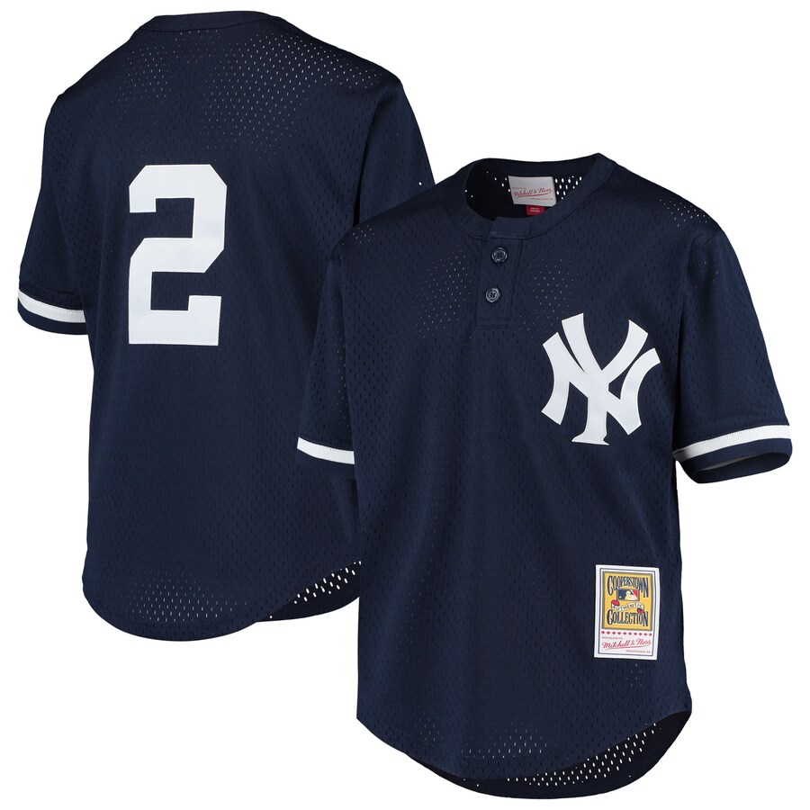 Youth New York Yankees Derek Jeter Mitchell & Ness Navy Cooperstown Collection Mesh Batting Practice Jersey - ujerseystore
