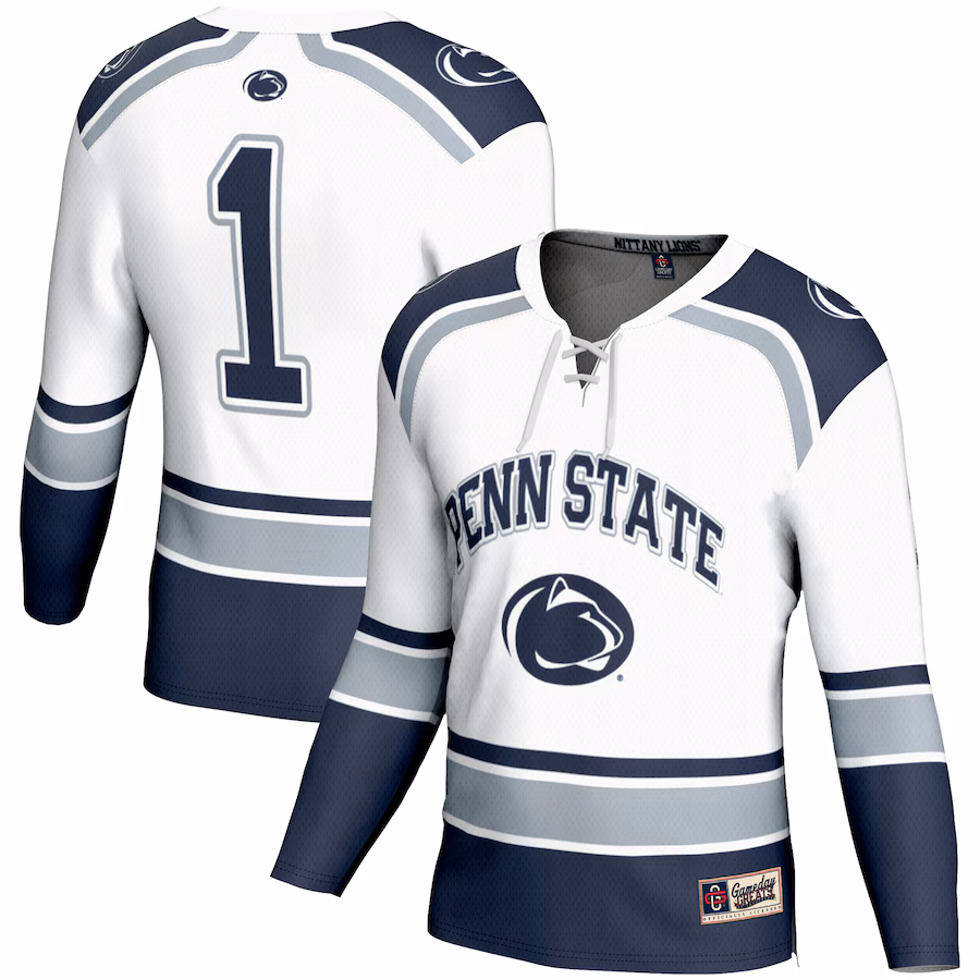 Men's GameDay Greats #1 White Penn State Nittany Lions Hockey Jersey - ujerseystore