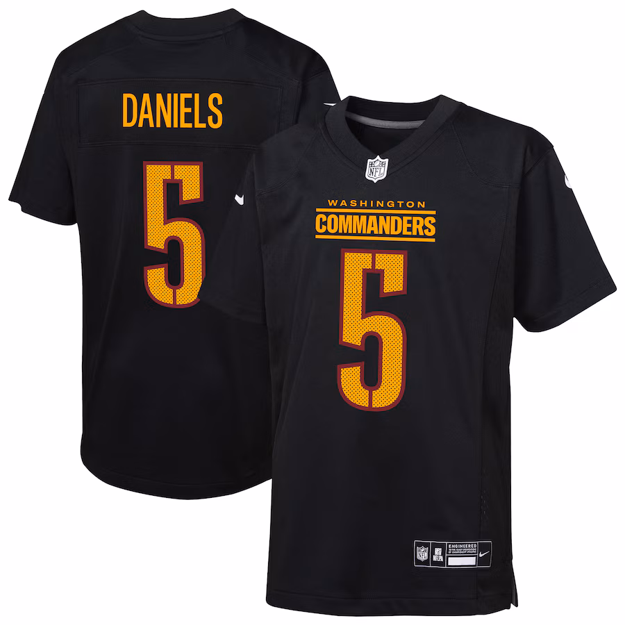 Youth Washington Commanders Jayden Daniels Nike Carbon Black Fashion Game Jersey - ujerseystore