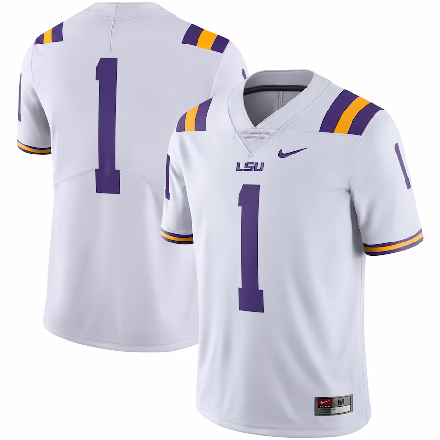 #1 LSU Tigers Nike Team Limited Jersey - White - ujerseystore
