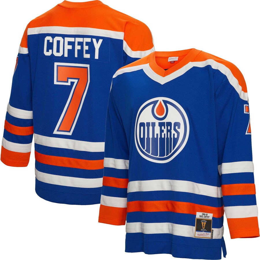 Men's Edmonton Oilers Paul Coffey Mitchell & Ness Royal 1986/87  Blue Line Player Jersey - ujerseystore