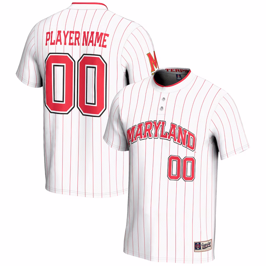 Maryland Terrapins GameDay Greats Youth NIL Pick-A-Player Lightweight Softball Jersey - White - ujerseystore