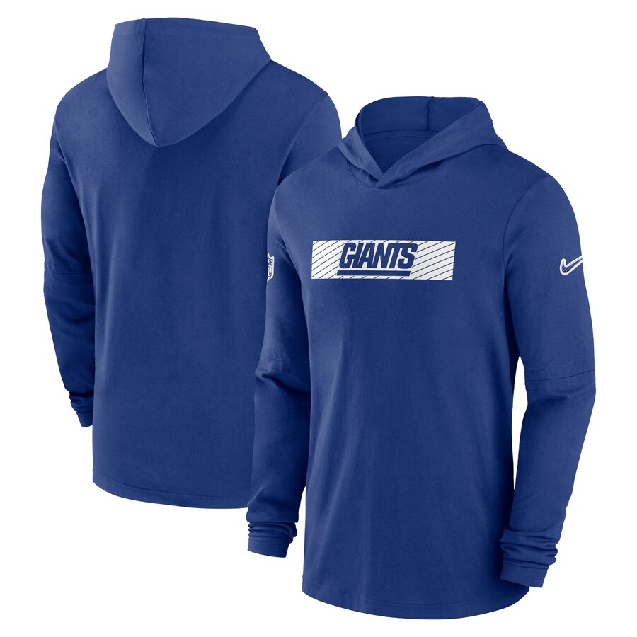 Men's New York Giants Nike Royal Sideline Hoodie Performance Long Sleeve T-Shirt - ujerseystore