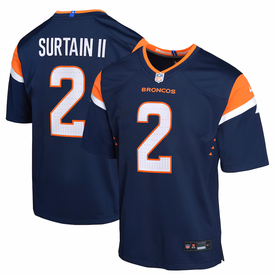 Youth Denver Broncos Patrick Surtain II Nike Navy Mile High Collection Game Jersey - ujerseystore
