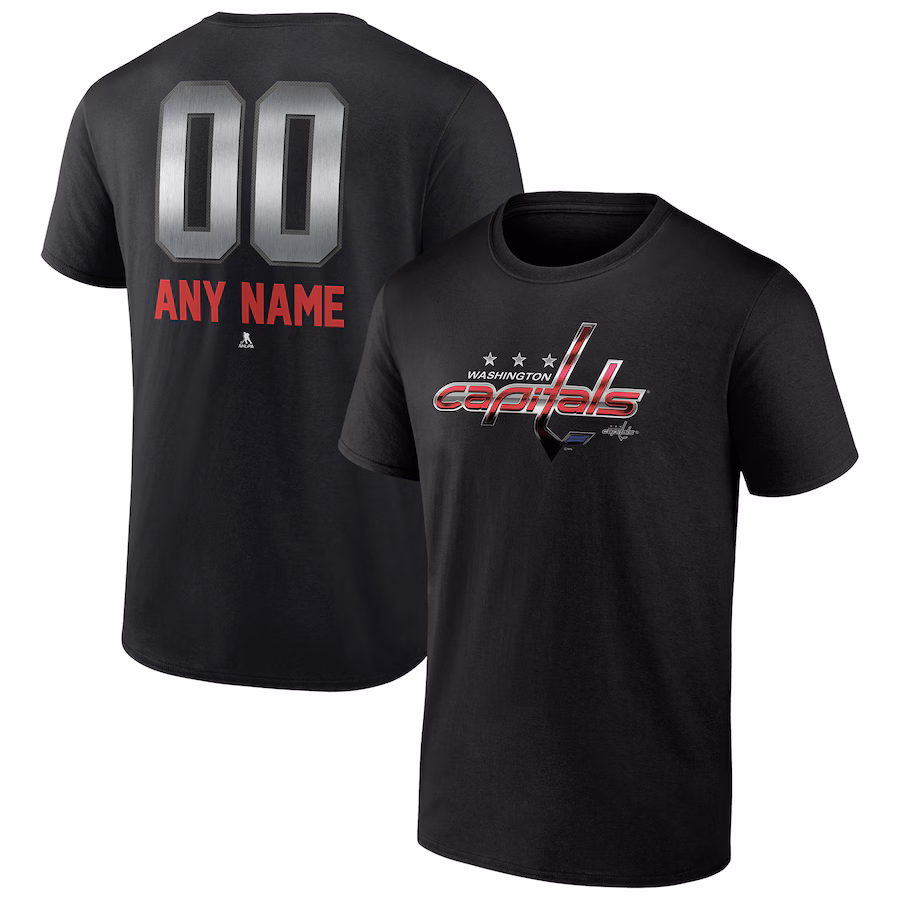 Men's Washington Capitals Black Personalized Midnight Mascot Logo T-Shirt - ujerseystore