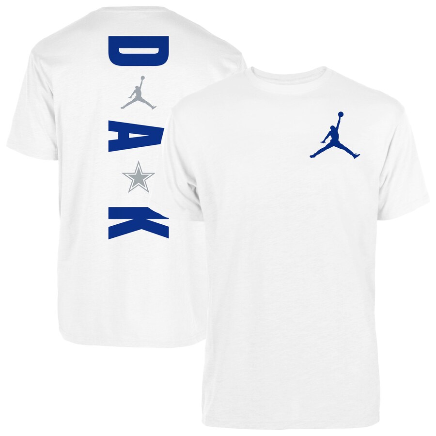 Men's Dallas Cowboys Dak Prescott Jordan Brand White Vertical Graphic T-Shirt - ujerseystore