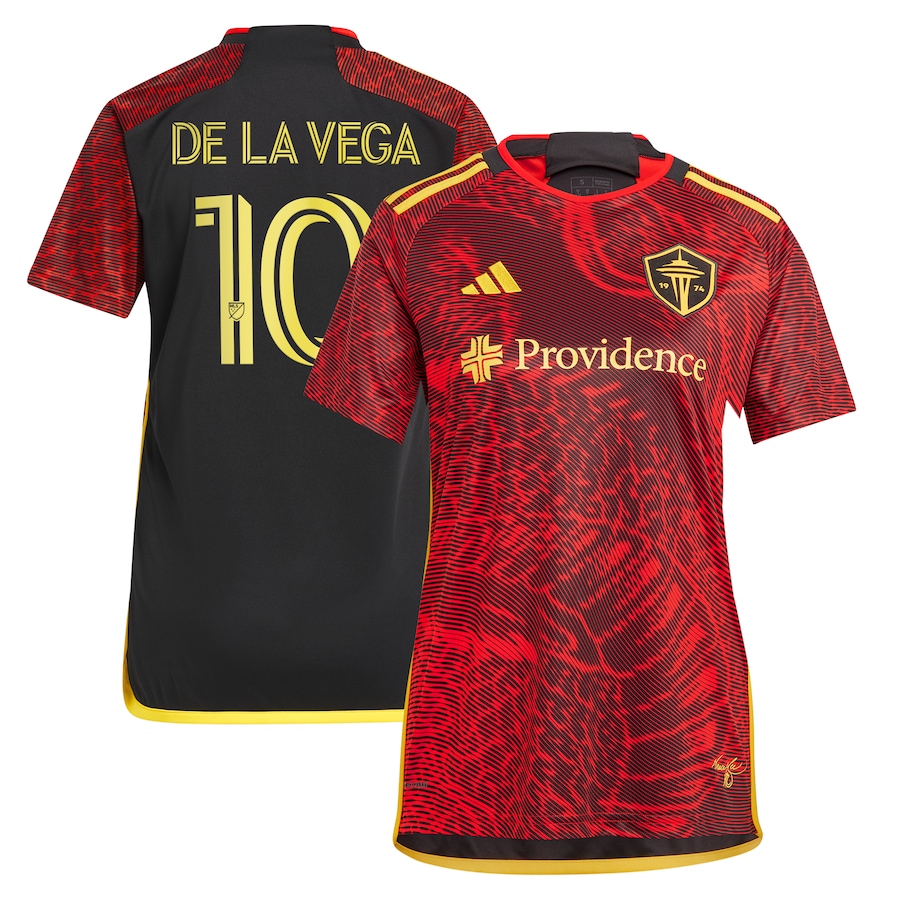 Women's Seattle Sounders FC Pedro de la Vega adidas Red 2024 The Bruce Lee Kit Replica Player Jersey - ujerseystore