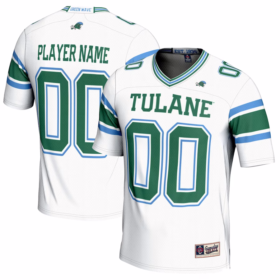 Tulane Green Wave GameDay Greats NIL Pick-A-Player Football Jersey - White - ujerseystore