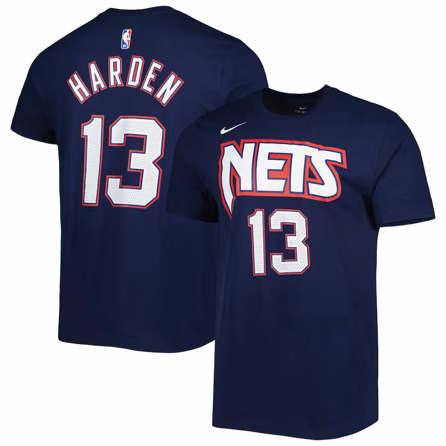Men's Brooklyn Nets James Harden Nike Navy 2021/22 City Edition Name & Number T-Shirt - ujerseystore