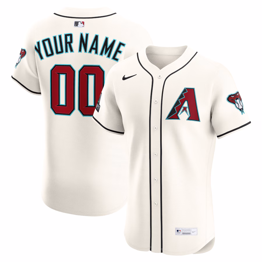 Men's Arizona Diamondbacks Nike Cream Home Elite Sponsor Patch Custom Jersey - ujerseystore