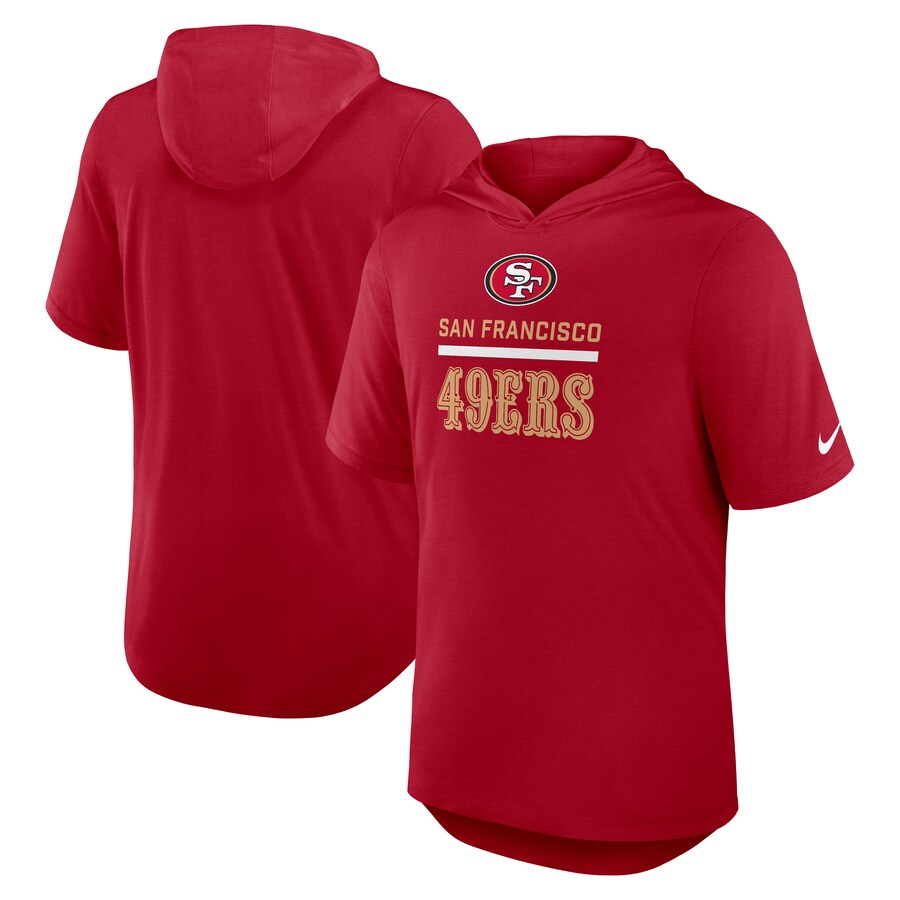 Men's San Francisco 49ers Nike Scarlet Lockup Tri-Blend Hoodie T-Shirt - ujerseystore