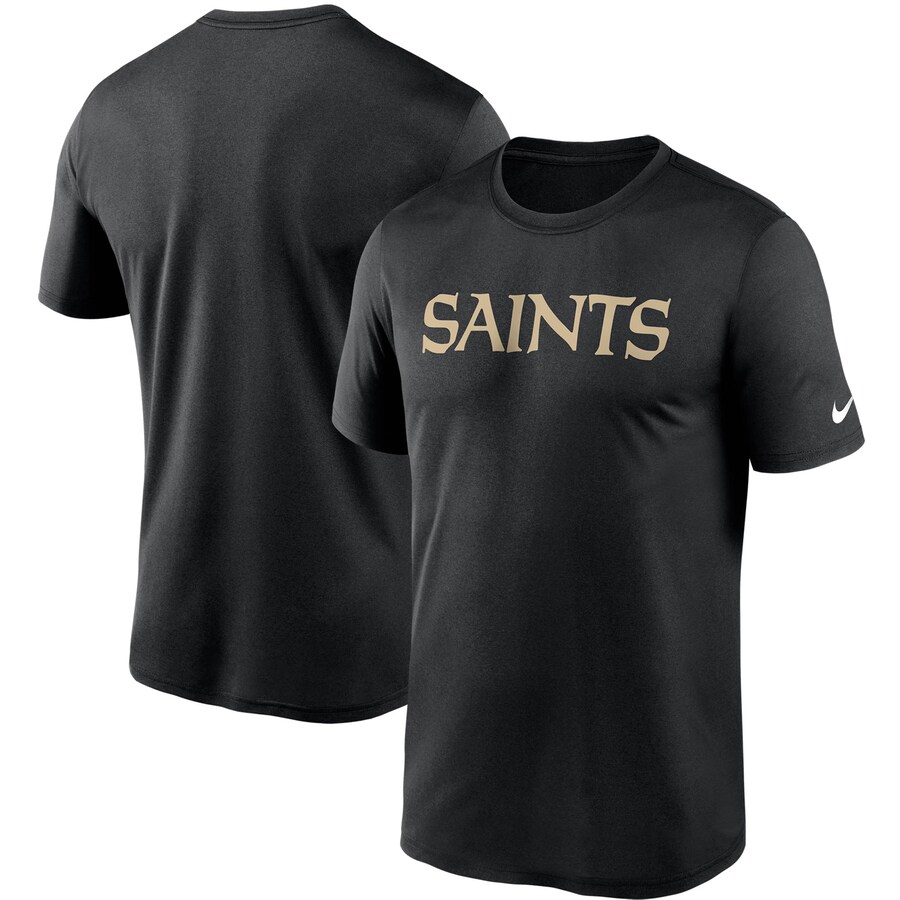 Men's New Orleans Saints Nike Black Wordmark Legend Performance T-Shirt - ujerseystore