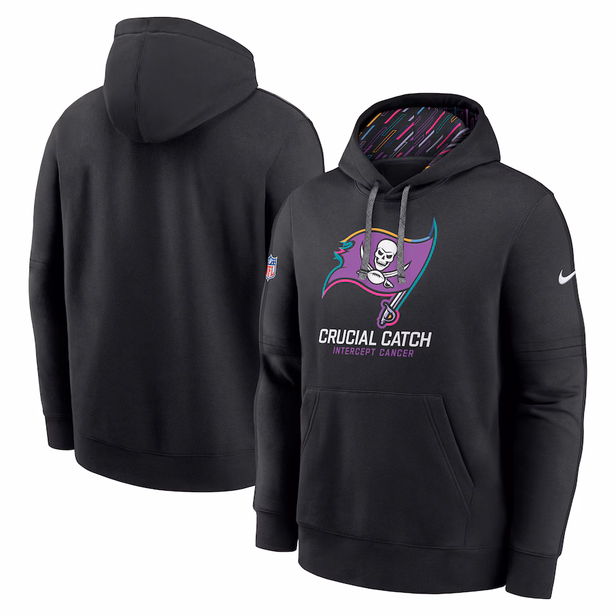 Men's Tampa Bay Buccaneers Nike Black 2024 NFL Crucial Catch Club Pullover Hoodie - ujerseystore