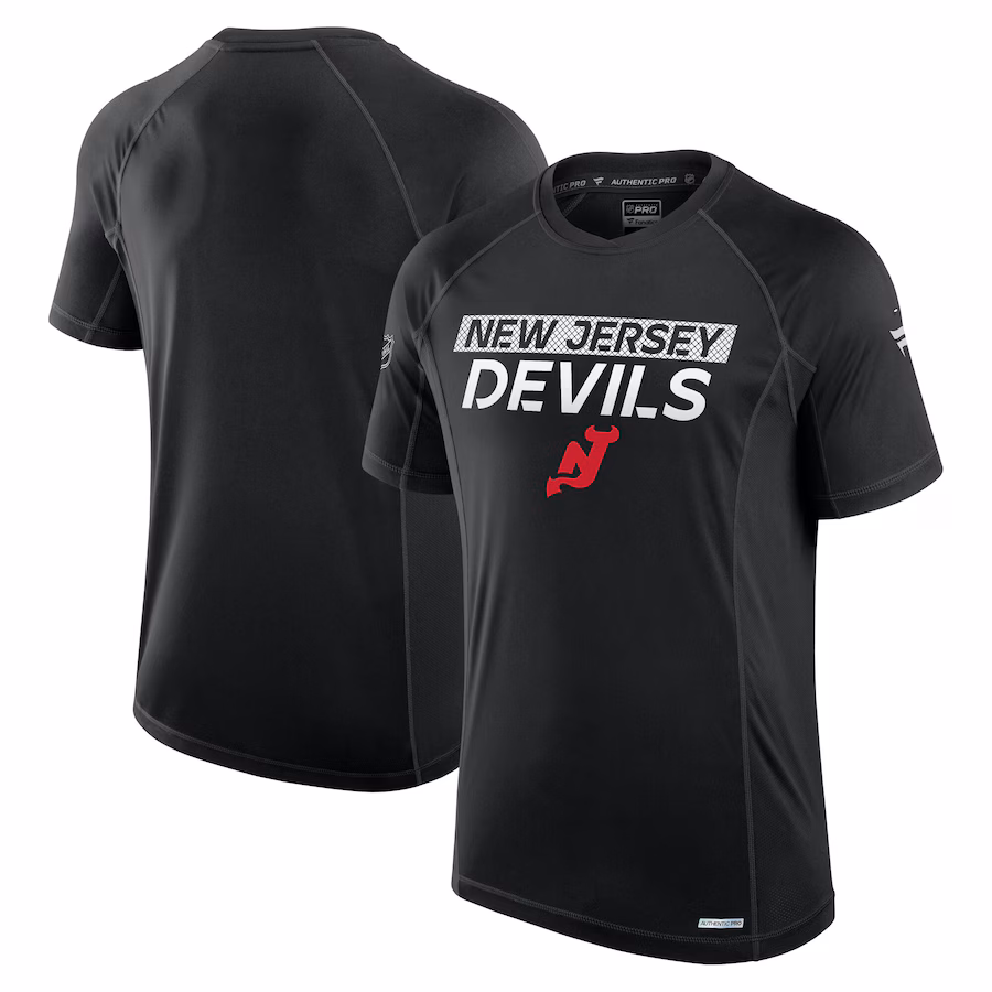 Men's New Jersey Devils Fanatics Black Authentic Pro Tech T-Shirt - ujerseystore