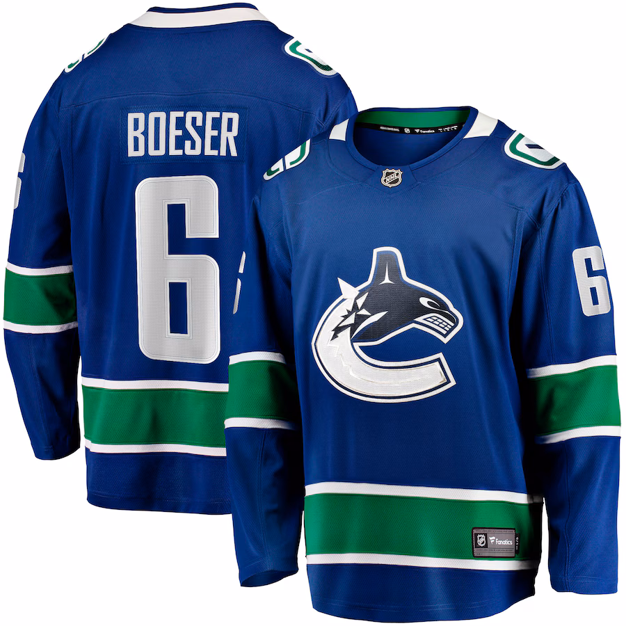 Men's Vancouver Canucks Brock Boeser Fanatics Blue Home Breakaway Jersey - ujerseystore