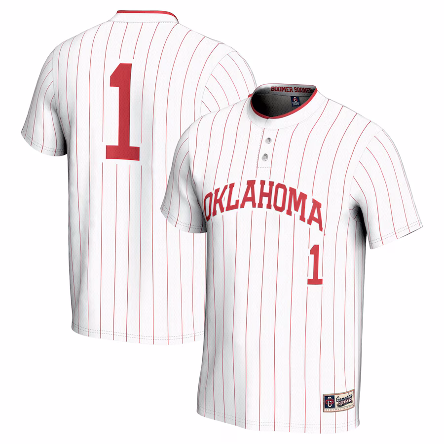 Unisex GameDay Greats #1 White Oklahoma Sooners Lightweight Softball Jersey - ujerseystore