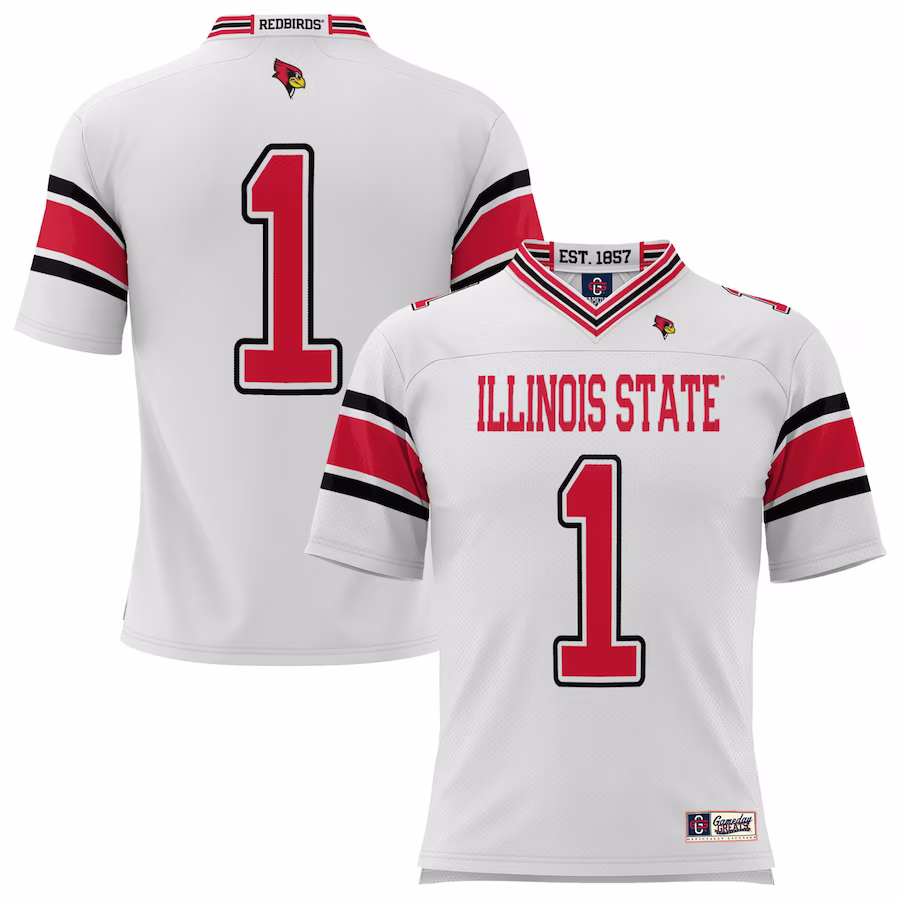#1 Illinois State Redbirds GameDay Greats Endzone Football Jersey - White - ujerseystore