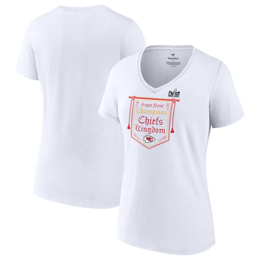 Women's Kansas City Chiefs  Fanatics White Super Bowl LVIII Champions On Top V-Neck T-Shirt - ujerseystore