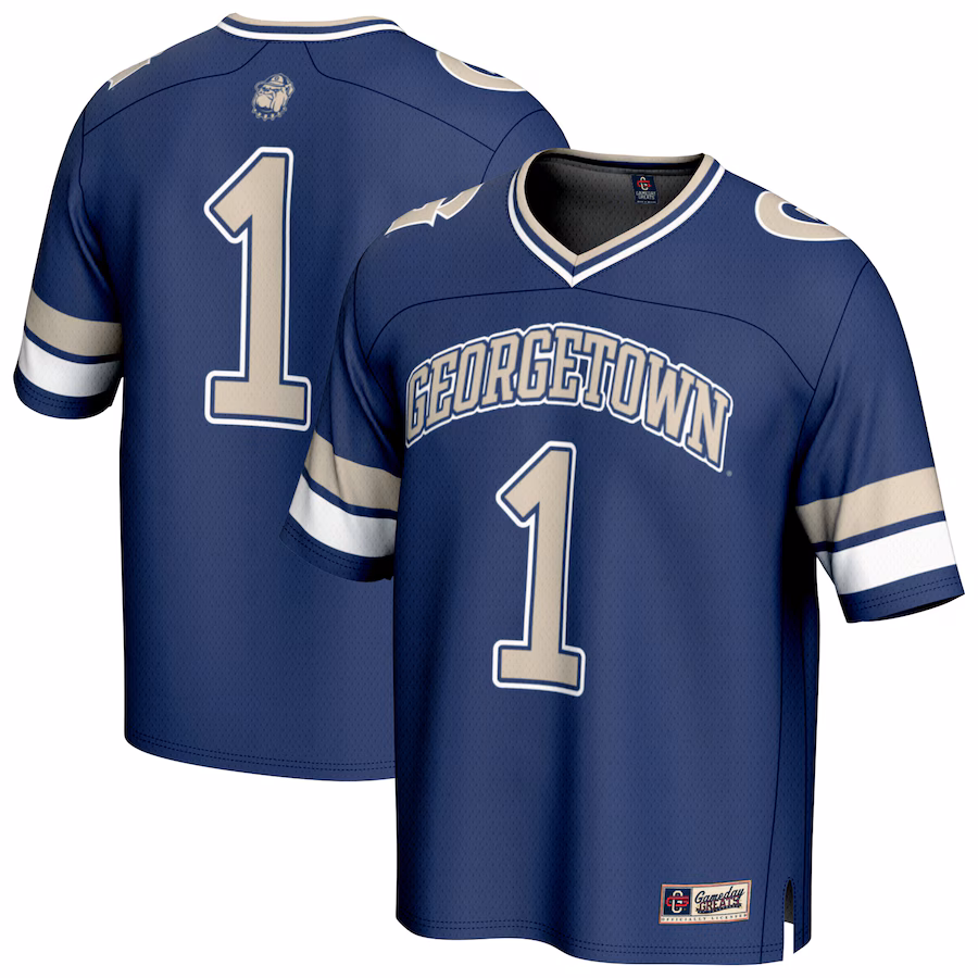 GameDay Greats #1 Navy Georgetown Hoyas Lightweight Collegiate Football Fashion Jersey - ujerseystore