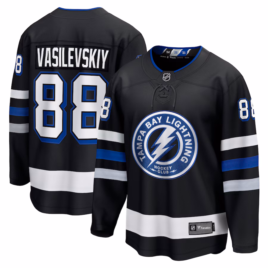 Men's Tampa Bay Lightning Andrei Vasilevskiy Fanatics Black Alternate Premier Breakaway Player Jersey - ujerseystore