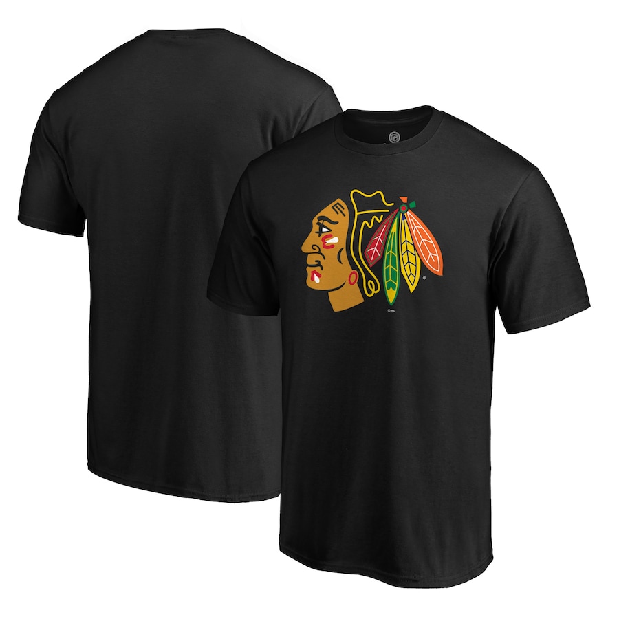 Men's Chicago Blackhawks Black Logo T-Shirt - ujerseystore