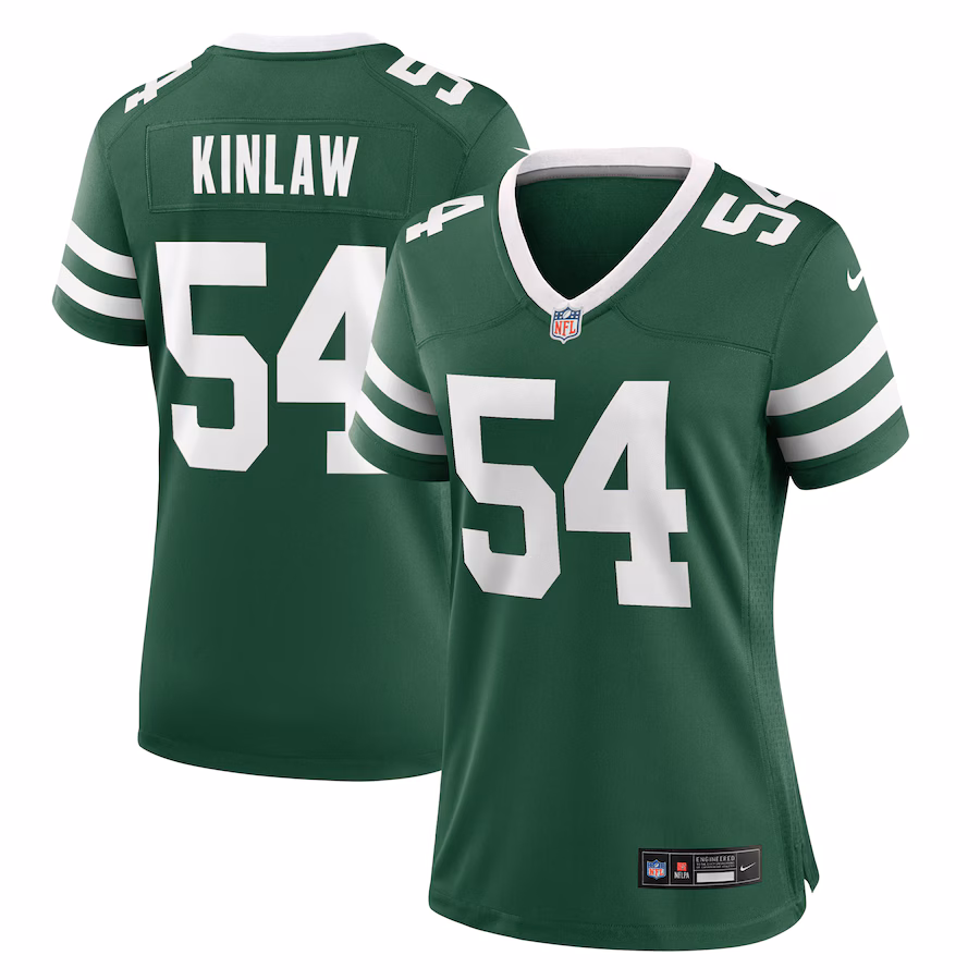 Women's New York Jets Javon Kinlaw Nike Legacy Green Team Game Jersey - ujerseystore