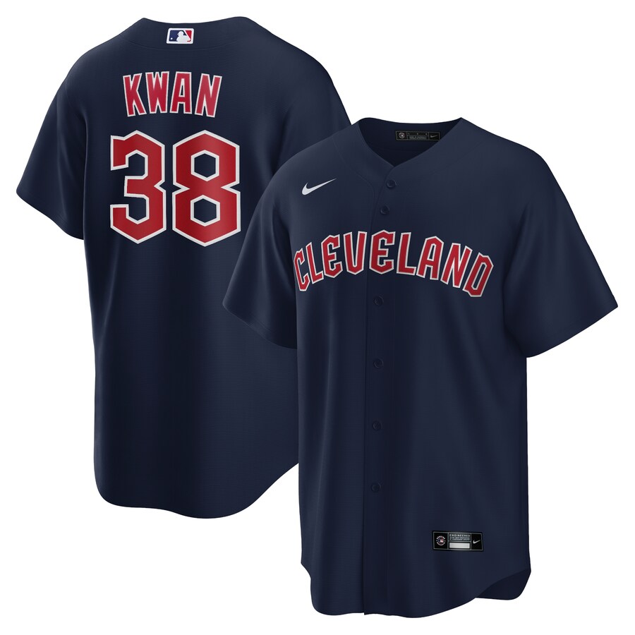 Men's Cleveland Guardians Steven Kwan Nike Navy Alternate Replica Jersey - ujerseystore